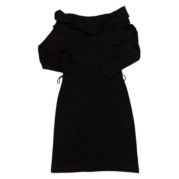 Y2k grunge minimalist off the shoulder long sleeve dress - Picture 1 of 5
